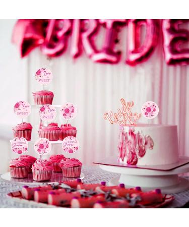 Cheereveal Hot Pink Bridal Shower Decorations - 36 Pack Bridal Shower Cupcake Toppers Love is Sweet Cupcake Dessert Picks Bachelorette Wedding Engagement Party Supplies - Buy Online on GoSupps.com