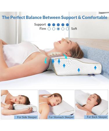 XTX Cervical Memory Foam Pillow: Orthopedic Support for Neck and Shoulder Pain Relief - CertiPUR-US Certified - 23.6 x 13.4 x 4.2 - Ideal for Side, Back, and Stomach Sleepers - Buy Online on GoSupps.com
