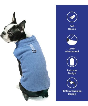 Gooby Fleece Vest Dog Sweater - Blue Medium (16) - Warm Pullover Jacket with Leash Attachment for Small Dogs - Winter Coat for Indoor & Outdoor Use - Buy Online on GoSupps.com