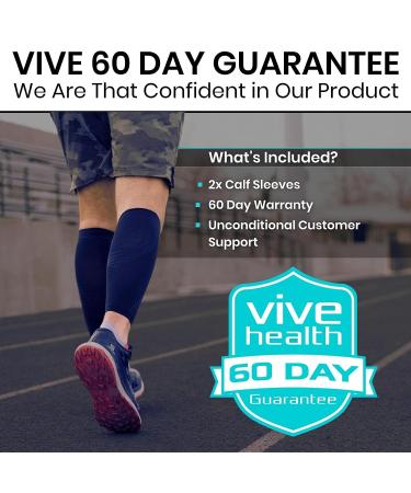 Vive Compression Calf Sleeves - Footless Running / Cycling Socks for Diabetics, Arthritis, Shin Splints - Medium Size (1 Pair) - Buy Online on GoSupps.com