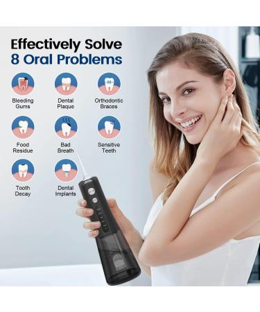 AUIEI Cordless Water Flosser for Teeth - 5 Modes, 4 Jet Tips, USB-C Rechargeable - Portable Dental Tooth Care Tool Kit for Home & Travel (Black) - Buy Online on GoSupps.com