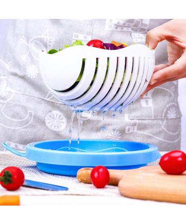 Salad Cutter Bowl Fruit and Vegetable Dice Set Vegetable Drain Bowl Upgraded Juice Making and Salad Making Fresh Salad Slicer Approved for Use in Kitchen White  - Buy Online on GoSupps.com