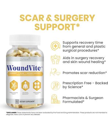 Zen Nutrients WoundVite Pre Post Surgery Support | Scar Treatment w/ Bromelain, Turmeric & Arnica - 60 Vegan Caps - Buy Online on GoSupps.com