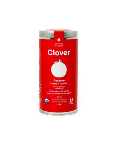 Clover Botanicals Organic Adaptogenic Tea: Restore - Tomato + Turmeric - 3 Pack (45 Compostable Pyramid Bags)