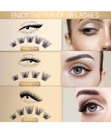 Larbois 45 Cluster Individual False Eyelashes Kit - DIY Natural Reusable Russian Lashes with Clear Glue - 10-16mm - Buy Online on GoSupps.com