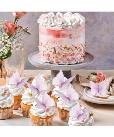 48 Edible Tortendeco Butterflies for Cakes - Purple Cake Decorations for Birthdays & Weddings | Muffin & Cake Topper - Buy Online on GoSupps.com