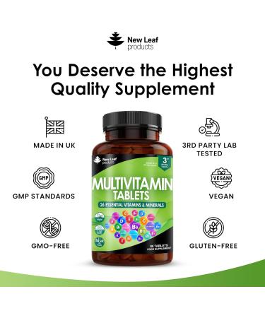 High Strength Vegan Multivitamin & Minerals with Iron - 26 Essential Active Tablets for Men & Women | A-Z Complete Daily Vitamins | Gluten & GMO Free | 3 Month Supply | UK Made - Buy Online on GoSupps.com