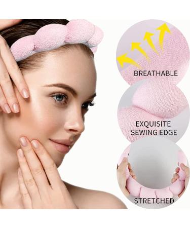 Yucca Sponge Spa Headband | Terry Cloth Bubble Makeup Headband for Women - Pink - Buy Online on GoSupps.com