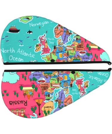 Cartoon Map of Europe Microfiber Hair Towel - Super Absorbent Quick Dry Coral Velvet Wrap for Long Curly & Thick Hair - Buy Online on GoSupps.com
