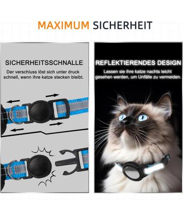 Reflective GPS Cat Neck Band with Apple Airtag Holder - Adjustable Safety Tracker for Cats & Small Dogs (Blue) - Buy Online on GoSupps.com