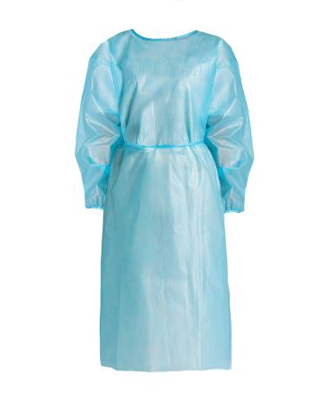 MOXE Level 2 Disposable PPE Isolation Gowns - Full Coverage Lightweight Protective Aprons Personal Protection Fluid Resistant Double Tie Back Elastic Cuffs Fully Closed Unisex (20 Gowns)