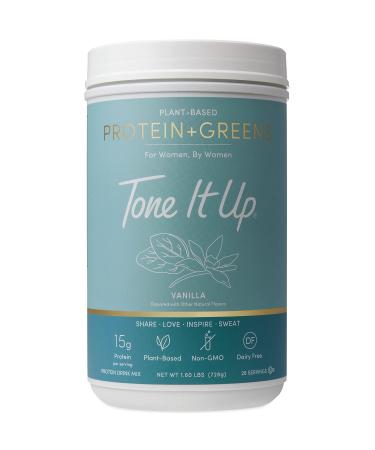 Tone It Up Plant Based Protein Powder + Greens I Dairy Free, Kosher, Non-GMO Pea & Pumpkin Seed Protein for Women I 28 Servings, 15g of Protein  Vanilla 1.60 Pound (Pack of 1)