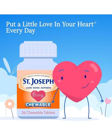 St. Joseph 81mg Chewable Orange Aspirin Tablets - Adult Low Dose Regimen - 108 ct (3 x 36 ct Bottles) - Buy Online on GoSupps.com