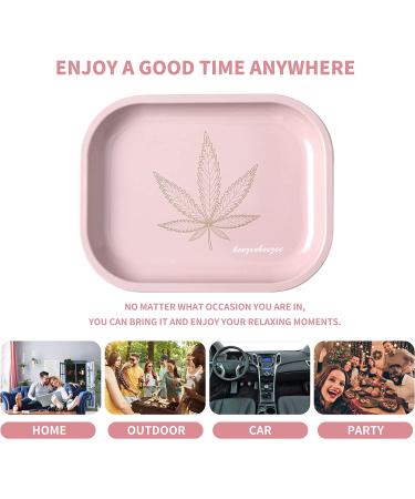 Small Pink Mini Rolling Tray with Magnetic Lid - 7'' x 5.5'' | Premium Metal Storage Tray for Home or On-The-Go - Buy Online on GoSupps.com