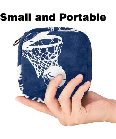 Large Capacity Sanitary Napkin Storage Bag & Menstrual Cup Pouch - Girls Travel Makeup Organizer | Basketball Background - Color 5 - Buy Online on GoSupps.com