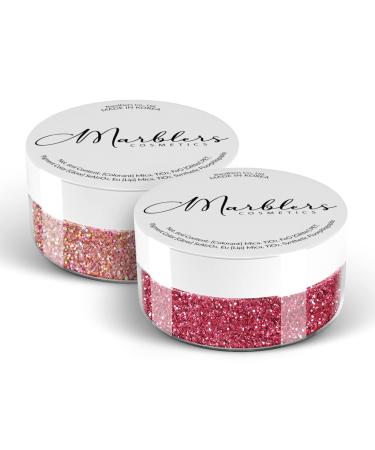 MARBLERS Cosmetic Grade Fine Glitter Duo Holo Pink Rose & Crimson Pink 0.36oz (10g) | Non-Toxic | Vegan | Cruelty-Free | Eyeshadow Nail Polish Nail Art | Festival Rave Party Makeup | Body & Face Fine Glitter 10g Duo Holo Pink & Pink