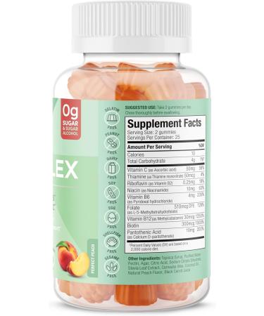 SUKU Vitamin B Complex Gummies with Vitamin C - Sugar Free Vegan Peach Flavour (60 Gummies) | Boosts Cell Development, Metabolism & Collagen Formation - Buy Online on GoSupps.com