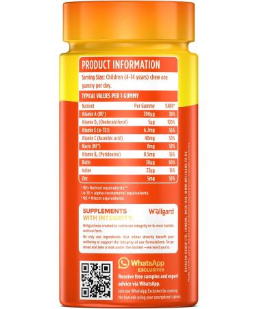 Wellgard Vegan Kids Multivitamin Gummies Chewable Childrens Multivitamins Kids Vitamins Multivitamins 60 Gummies Orange Flavour Kids Gummies - Buy Online on GoSupps.com