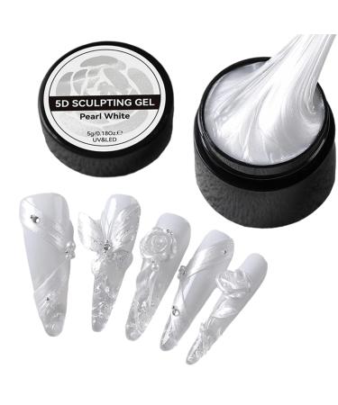 G n rique 3D Nail Sculpting Gel - Pearl White 3D Nail Sculpting Gel | Smooth Manicure Decoration Glue for Beauty Flower Charm Modeling and Design Sculpting and Design
