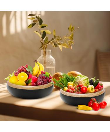 11.81" Spun Bamboo Fruit Bowl Bamboo Fruit Basket Fruit Bowl for Kitchen Counter Decorative Bowl Fruit Bowl Wooden Bowl Decorative Bamboo Bowl Bamboo Salad Bowl (Grey Pack of 2) (Black Pack of 1) - Buy Online on GoSupps.com