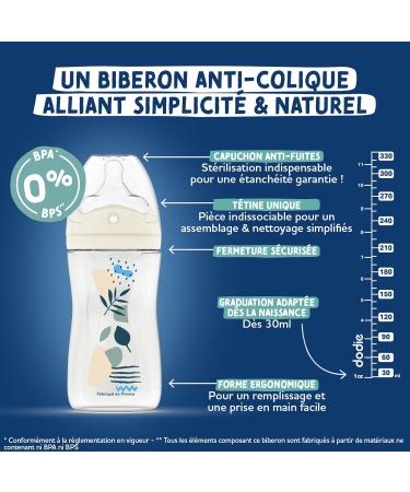 DODIE Baby Bottle Multi-perforated anti-colic teat - 270ml - PINK - 3+ months - biomimicry teat flow 2 - Buy Online on GoSupps.com