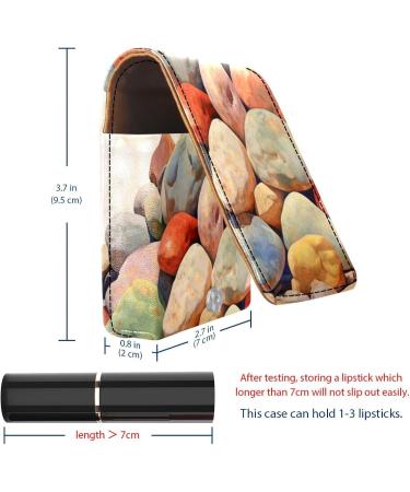 Travel Lipstick Organizer Case | Portable Makeup Bag with Mirror | Colorful Beach Stones Design - Buy Online on GoSupps.com