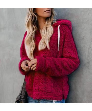 Bigfanshu Women's Sweaters Casual Fleece Long Sleeve Pullover Blouse Shirts Sweatshirt Red - Buy Online on GoSupps.com