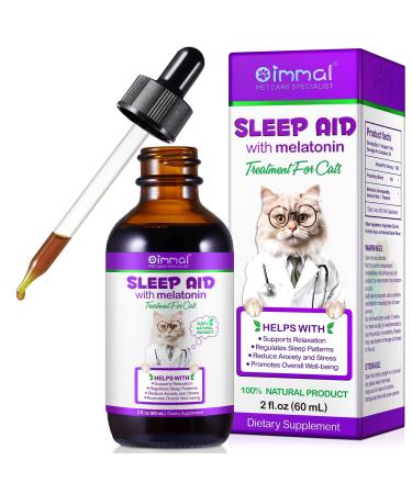 Cat Calming Supplement - Cat Sedative for Grooming Melatonin Liquid for Stress Relief & Sleep Aid Promotes Rest & Relaxation 2.02fl oz