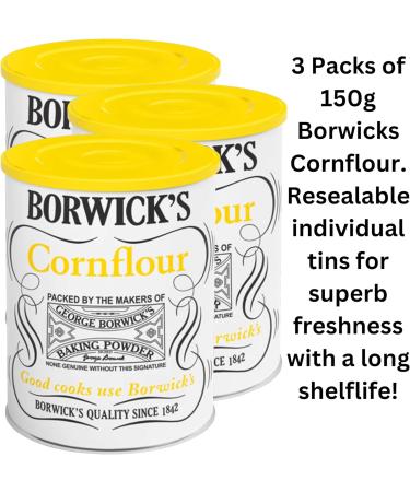 Cornflour 3 Pack Quality Long Life Bundle Containing 3 150g Stay Fresh Packs of Borwicks Cornflour - Buy Online on GoSupps.com