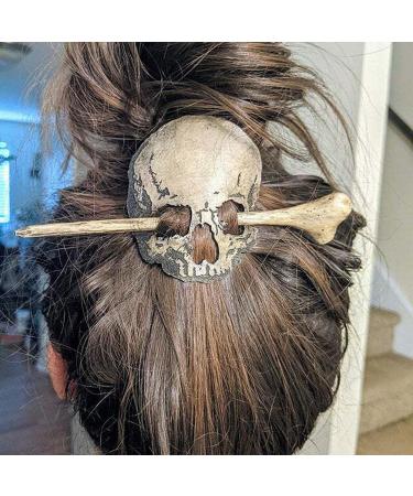 Handmade Punk Skull Hair Needle & Clip - Dead Head Halloween Hairpin with Artificial Bone - Buy Online on GoSupps.com