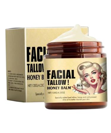 Sgqtqybk Beef Tallow Honey Balm Whipped Tallow Face Cream for Sensitive Skin Multi-Purpose Body Balm Fragrance Free 4.23oz