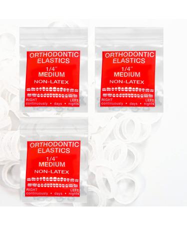Non Latex 300 pcs 1/4inch (6.4mm) Medium (4.7oz) Intraoral Elastic Bands Unimedic Orthodontic Elastics Dental Rubber Bands Made in US (1/4inch 6.4mm  Medium 4.5oz) Medium 4.5 Oz 1/4'' (6.4mm)