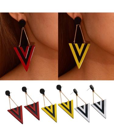 Feyley Triangular Seam Earrings | Minimalist Acrylic Geometric Dangling Jewelry for Women & Girls - White - Buy Online on GoSupps.com