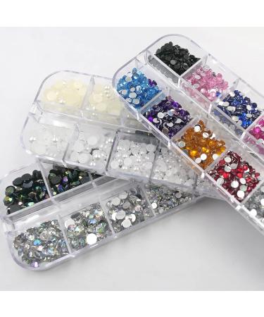 Lifextol Nail Art Rhinestone Flatback Half Pearls - Mixed Colors AB Gems for Women - DIY Crafts and Makeup - Pack of 3 Boxes - Buy Online on GoSupps.com