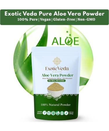 Exotic Veda Aloe Vera Powder 100g | Pure & Natural | for Skin Hair & Wellness | Non-GMO Vegan Gluten-Free | DIY Face Packs Hair Masks & Smoothies - Buy Online on GoSupps.com