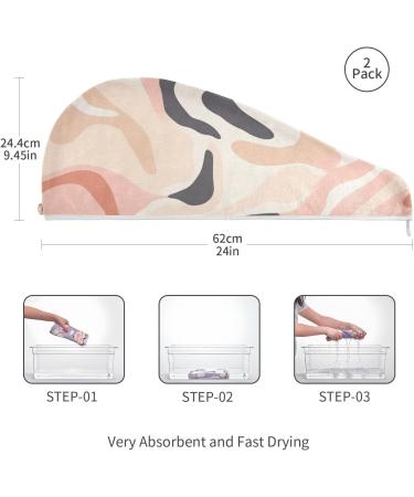 Super Absorbent Pink Beige Grey Hair Towels - Quick Drying Turbans 2 Pack for Women & Girls - Buy Online on GoSupps.com