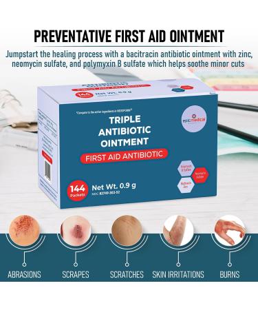 Triple Antibiotic Ointment Packets - 144 Box | Fast Healing First Aid Cream with Bacitracin Zinc & Neomycin Sulfate for Wounds Burns Cuts & Scratches - Buy Online on GoSupps.com