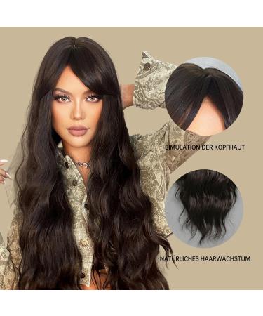 Testar Long Brown Wig with Pony - Curly Dark Brown Synthetic Wig for Black Women | Cute Glueless Party & Cosplay Hair - Buy Online on GoSupps.com