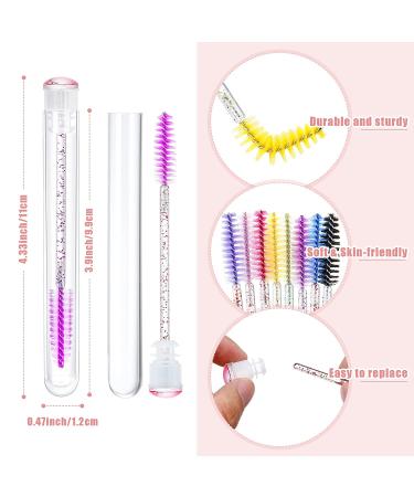 110-Piece Disposable Mascara Wands Set with Reusable Diamond Eyelash Brush Tube - Crystal Lash Eyebrow Applicators for Women/Girls Makeup (Pink Eye Pattern) - Buy Online on GoSupps.com