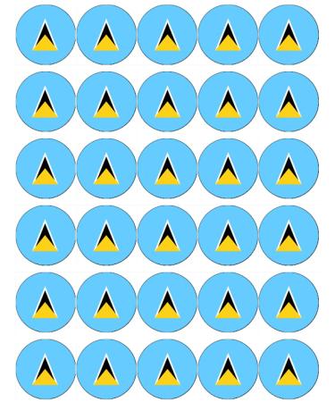 30 Saint Lucia Flags Cupcake Toppers Edible Wafer Paper Fairy Cake Toppers Birthday Cake Decorations