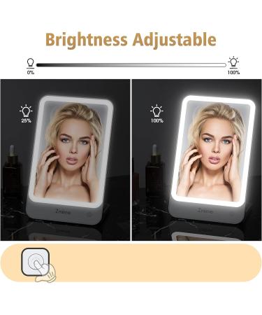 Zmirne Portable Travel Makeup Mirror with Lights and 10x Magnification - 3 Color Light Mode, Damping Adjustment Bracket - Buy Online on GoSupps.com