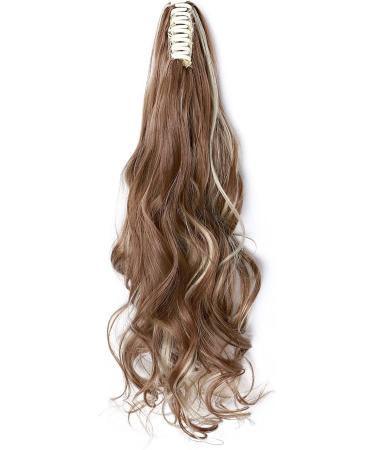 S-noilite Curly Wavy Ponytail Extension | Clip in Synthetic Hairpiece 24 155g | Light Brown & Ash Blonde - Buy Online on GoSupps.com