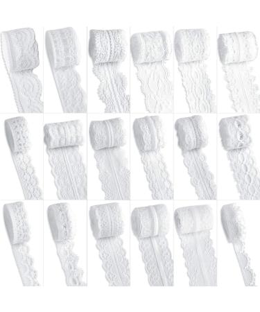 59 Yards Lace Ribbon  LEOBRO 18 Roll(3.28 Yard Each) White Lace Trim  Floral Lace Fabric  Cream Lace Trim Ribbon  Crafting Lace for Sewing  Gift Wrap  Bridal Shower Wedding Decoration  DIY Art Crafts