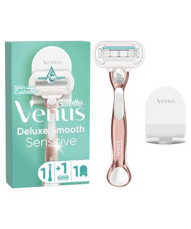 Venus Deluxe Smooth Sensitive Rose Gold Razor- 1 Blade Razor + 1 Blade + Shower Hanger - Buy Online on GoSupps.com