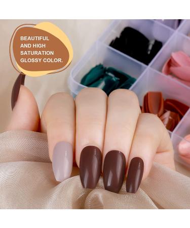 288PCS FANDAMEI Press on Nails: 12 Sets Medium Coffin Style False Ballerina Nails - 12 Solid Colors Glossy Tips for Women & Girls - DIY Nail Art with Nail Glue - Buy Online on GoSupps.com