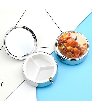 Autumn Leaves Pill Box - 3 Compartment Travel Case for Medications | Portable Organizer for Purse & Pocket | Perfect for Thanksgiving - Buy Online on GoSupps.com