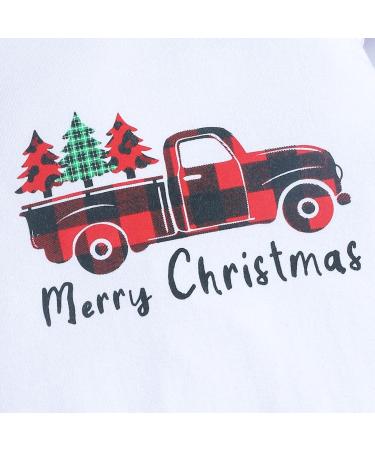 Loalirando Baby Christmas Romper 6-9 Months White - Tree & Truck Design | Xmas Outfit for Newborn Toddler - Buy Online on GoSupps.com