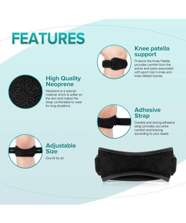 Portzon Patellar Tendon Support Strap 2 Pack for Knee Pain Relief - Adjustable Brace Band for Basketball, Running, Jumper's Knee - Comfortable Thickened Pad - Patella Knee Strap - Buy Online on GoSupps.com