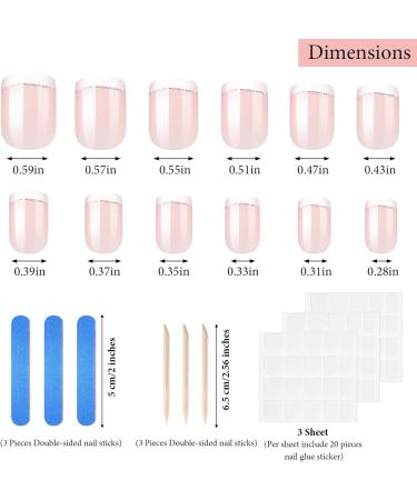 72 Pieces French False Nails Glitter False Fingernails Silver Line Press on Nail Short Medium Fake Acrylic Nail with Nail Files Stick Full Cover for Nail Decoration 3 Boxes (Light Pink) - Buy Online on GoSupps.com