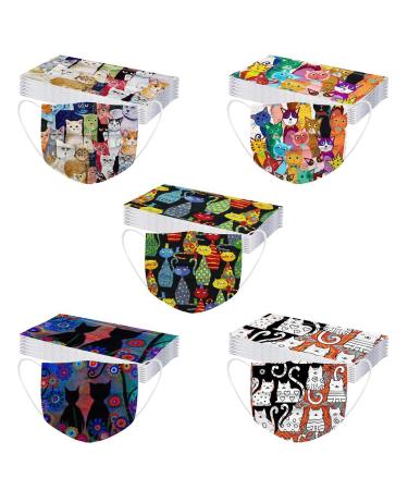 Amyglin 50 pieces disposable 3-layer non-woven fabric mouth-nose protection butterfly motif breathable multifunction cloth Neckuch Bandana for adults (50pc Z018)